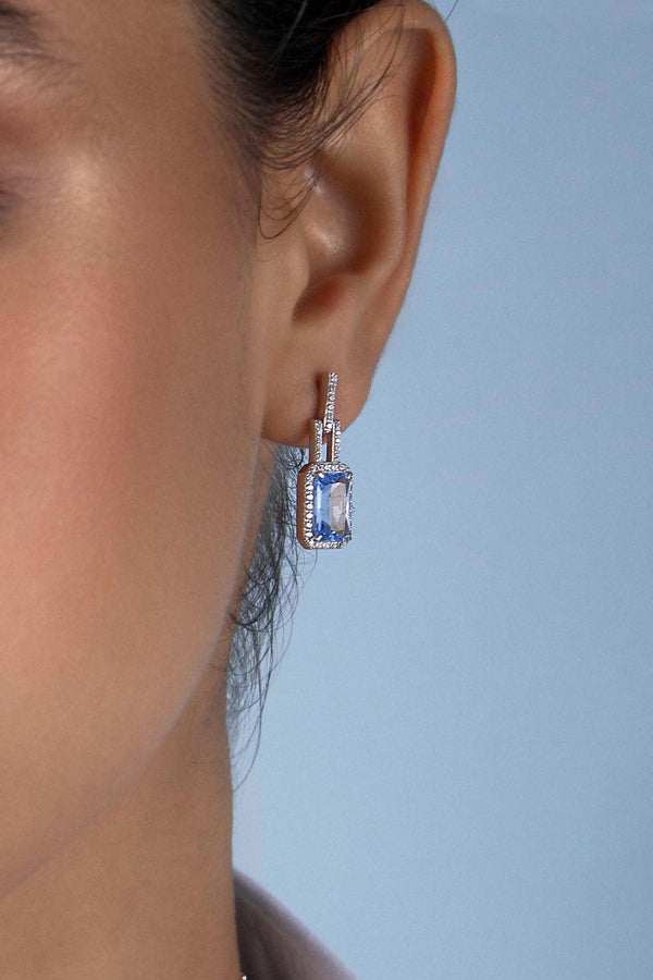 APM Monaco Statement Lagoon Blue Earrings in Silver