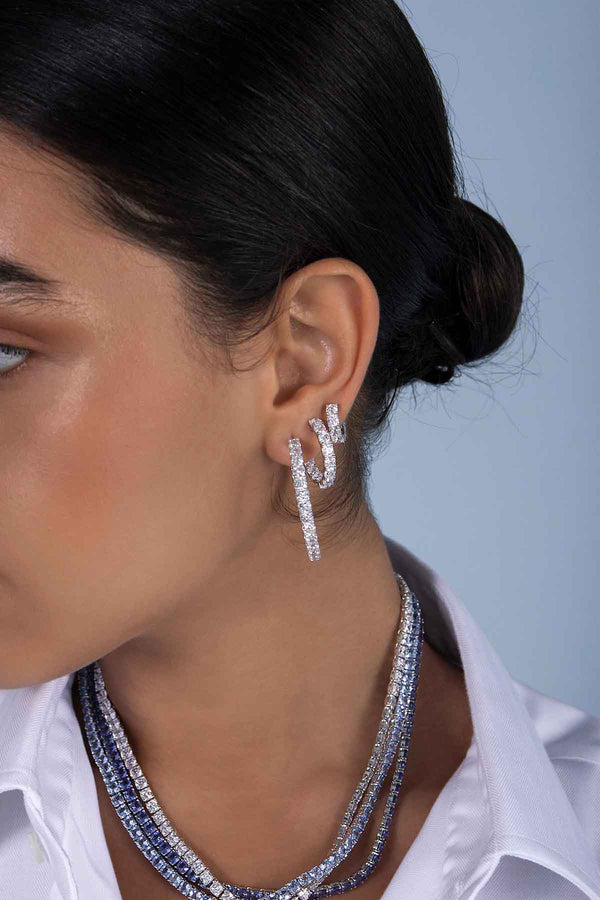APM Monaco Square Huggie Earrings in Silver