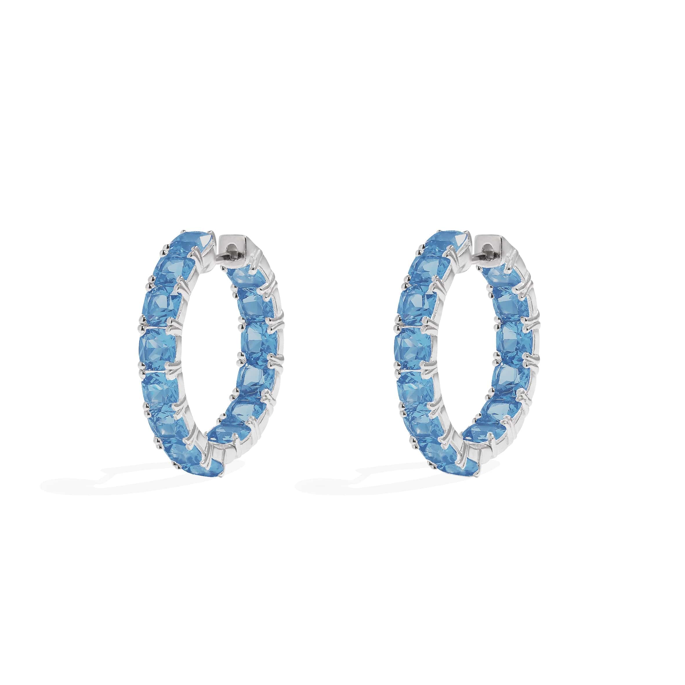Lagoon Blue Square Hoop Earrings APM Monaco