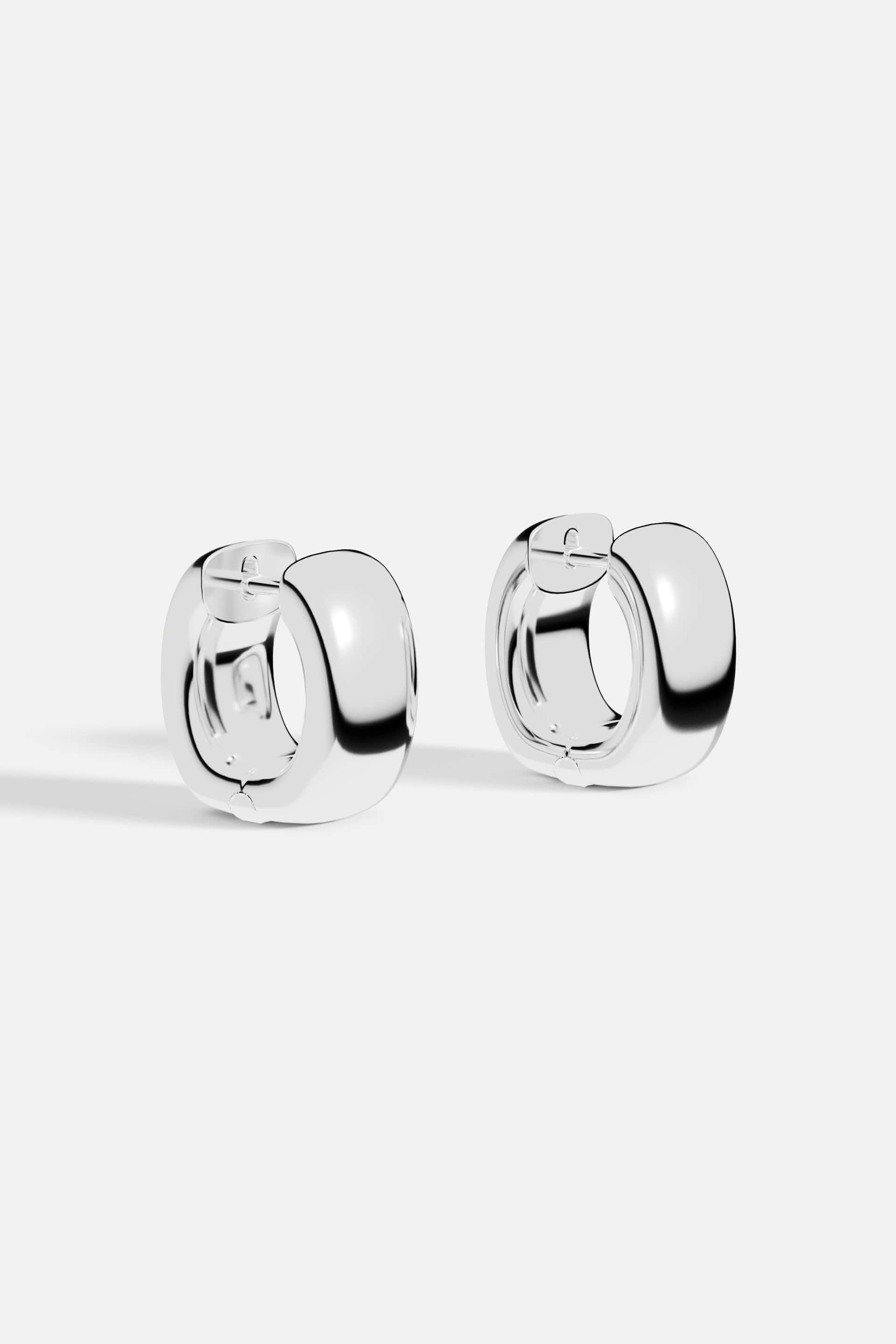 Chunky Silver Huggie Earrings