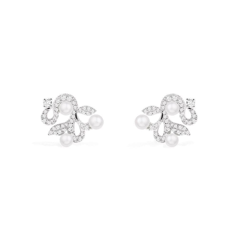 APM Monaco Flower Stud Earrings With Pearls Jewelry in Silver