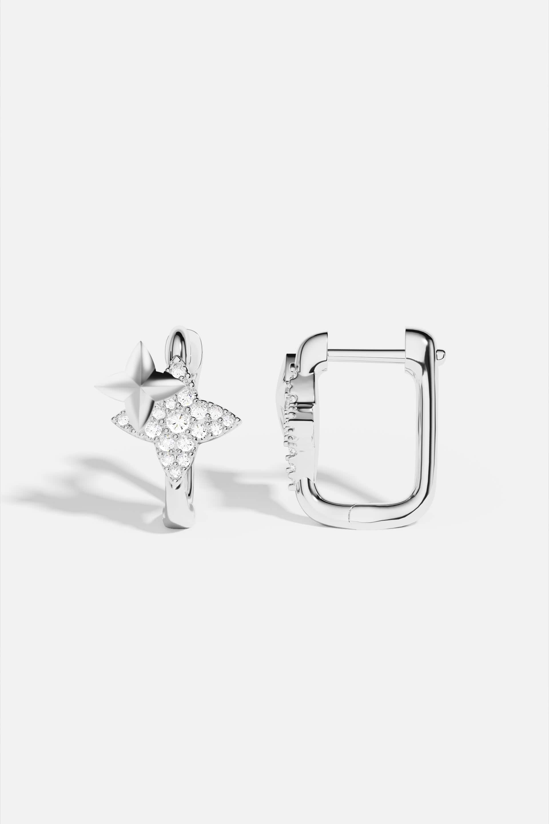 Météorites Silver Square Hoop Earrings