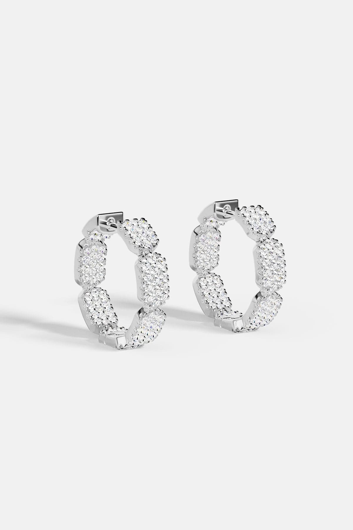 Dainty Silver Pavé Hoop Earrings