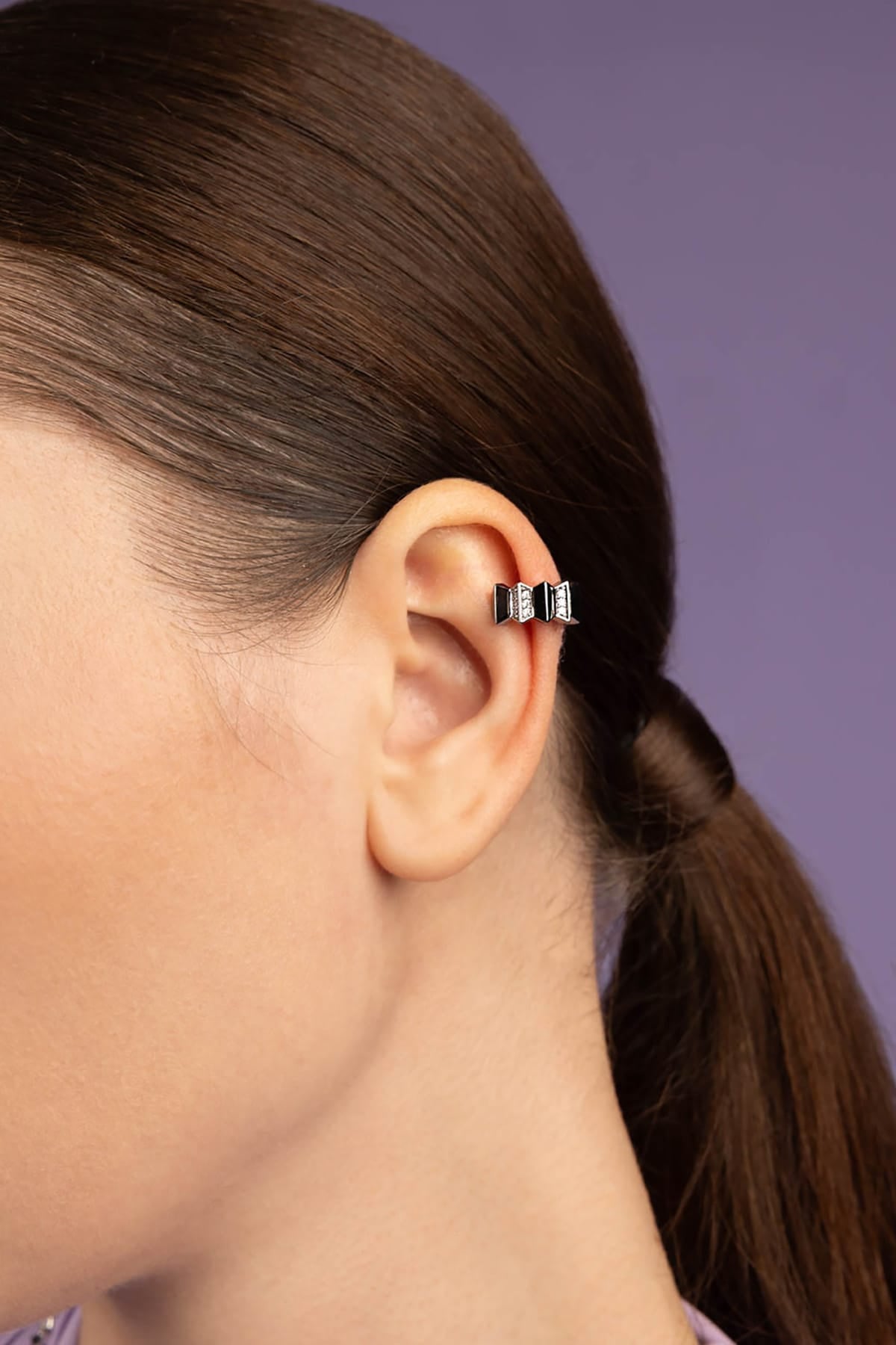 Up and Down Ear Cuff, Black Rhodium | APM Monaco