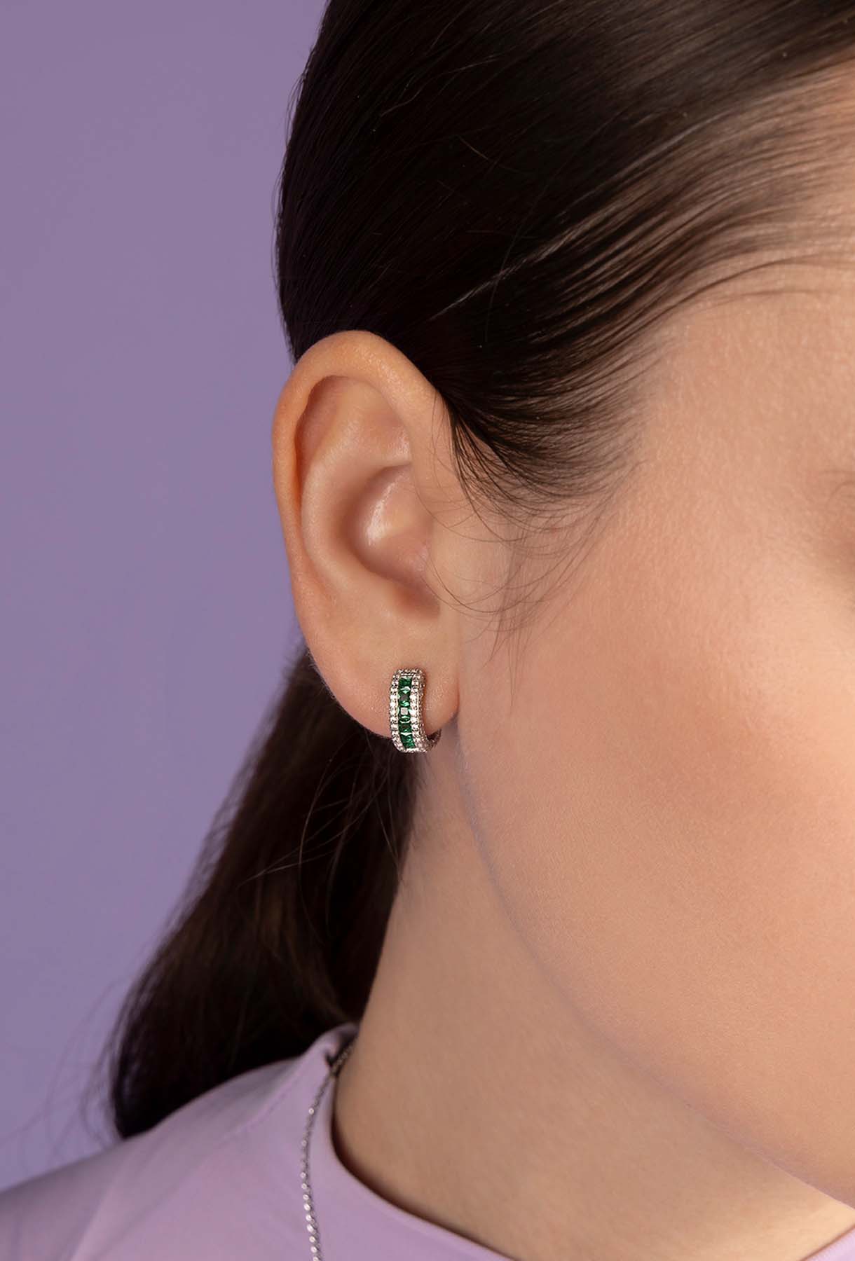 Mini Green Monaco Hoops, Green Cubic Zirconia | APM Monaco