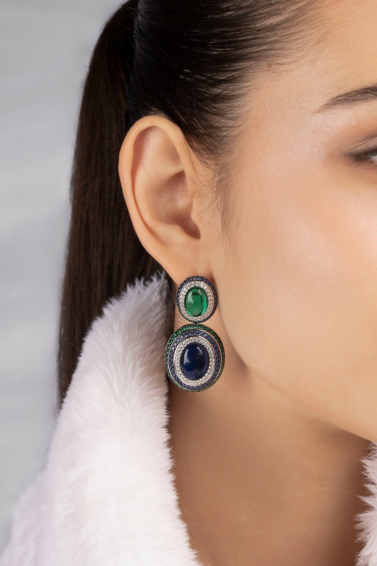 XL Bold Green and Blue Earrings | APM Monaco