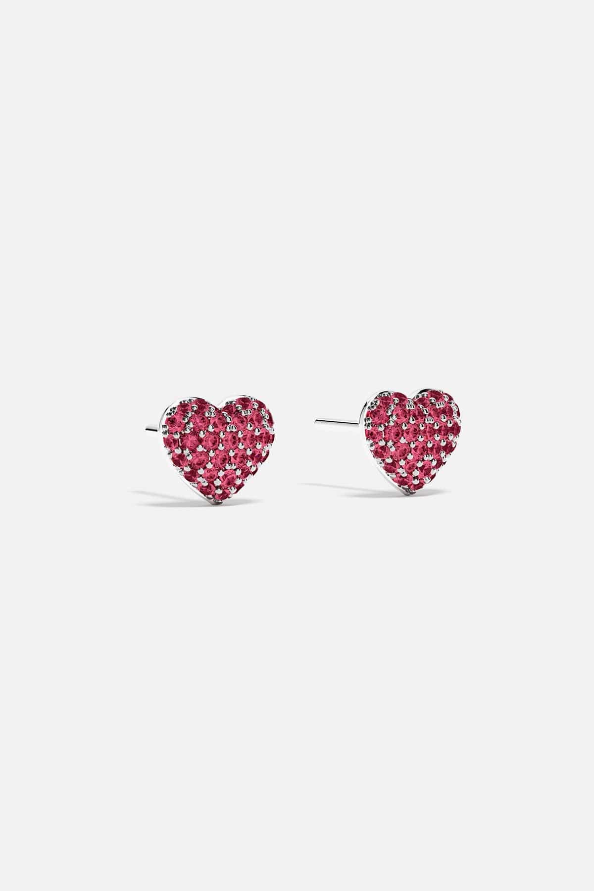 Fuchsia Heart Stud Earrings | APM Monaco
