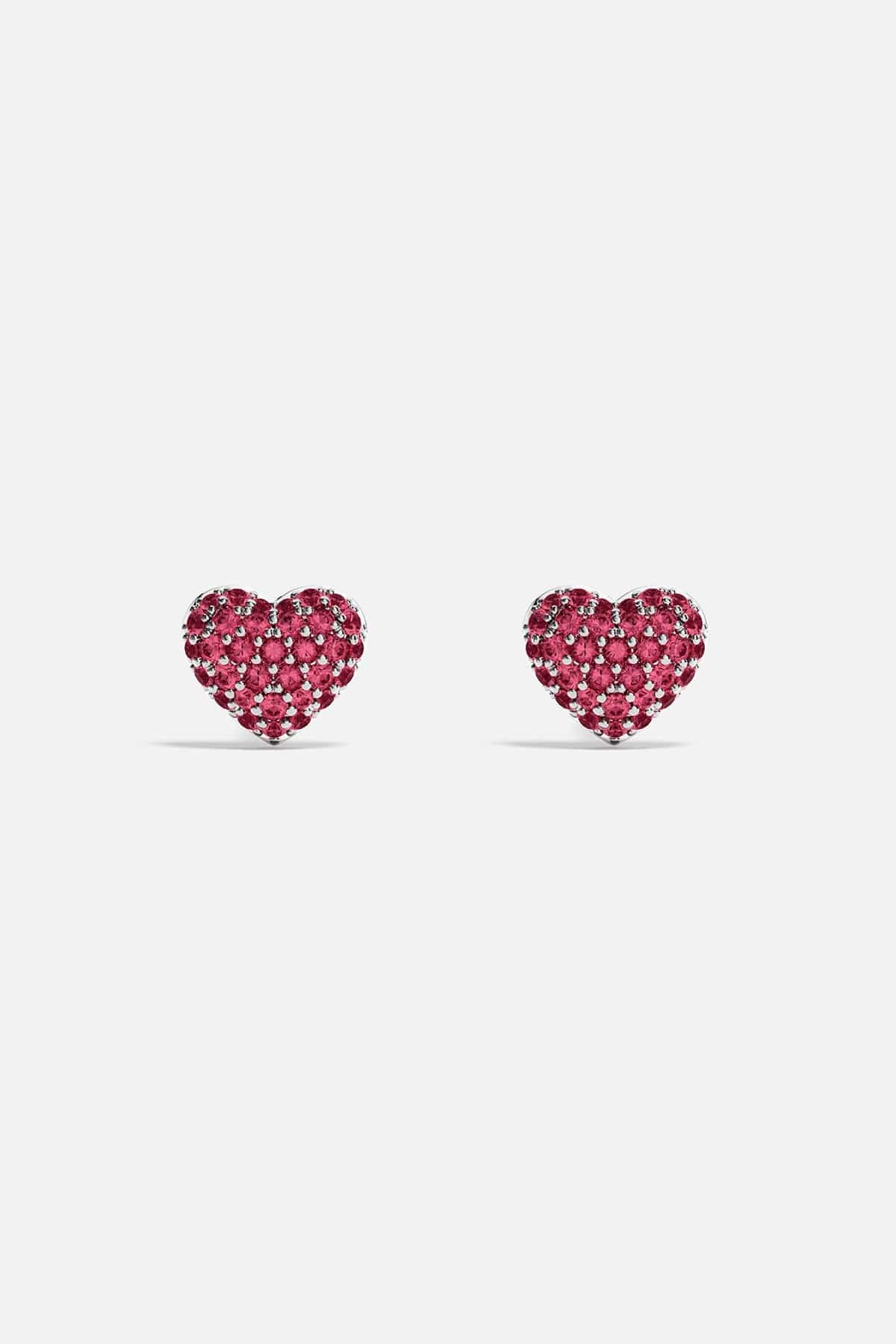 Fuchsia Heart Stud Earrings | APM Monaco
