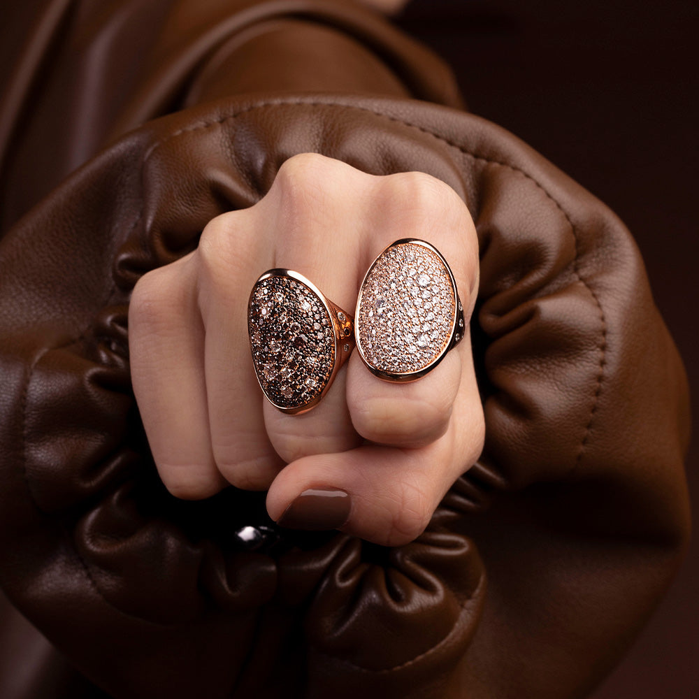 APM Monaco Automne Collection Pave Gold Ring