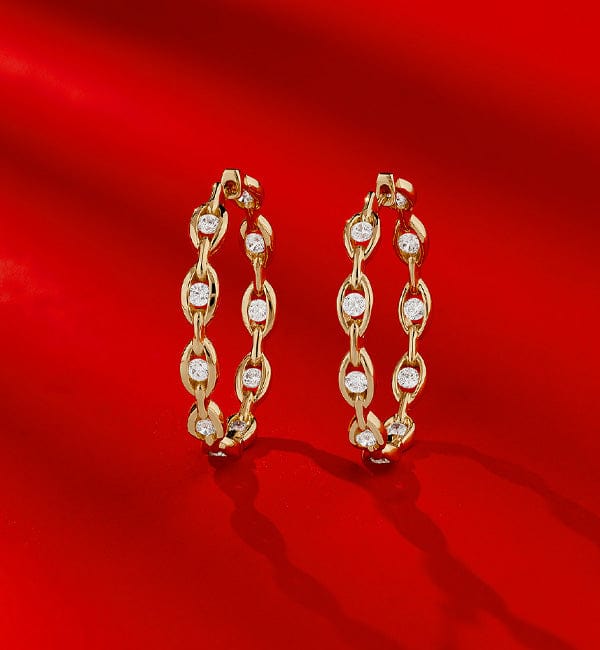 APM Monaco Hiver Pave Chain Earrings Mega Menu