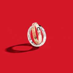 APM Monaco Yellow and White Morse Code ring on a red background