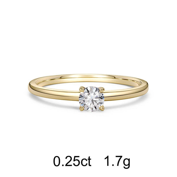 圆形单颗钻石黄金戒指（0.25克拉）