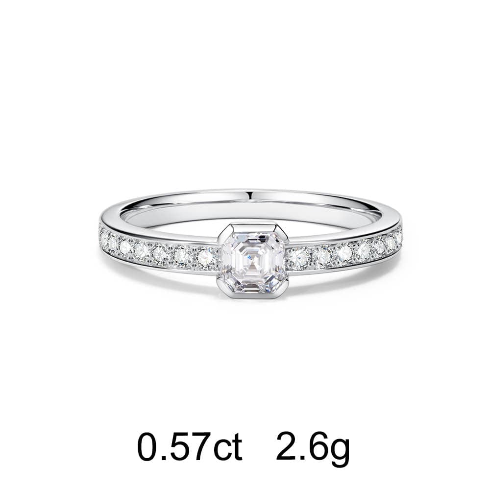 Pavé Asscher Diamond Ring (0.57ct) - APM Monaco