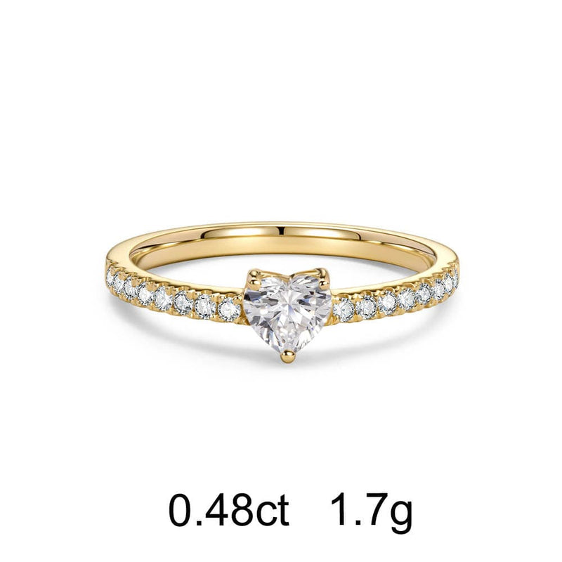 心形钻石密镶黄金戒指（0.48克拉）