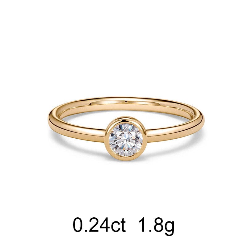 圆形钻石黄金戒指（0.24克拉）