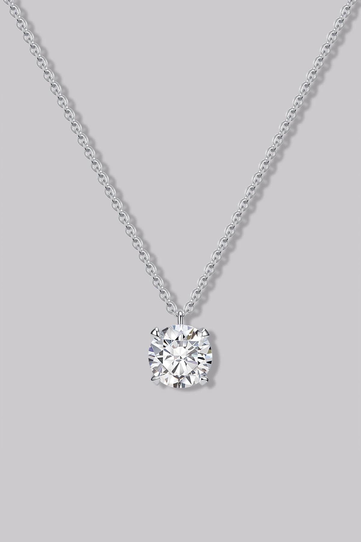 Solitaire Round Diamond Necklace (1ct) - APM Monaco