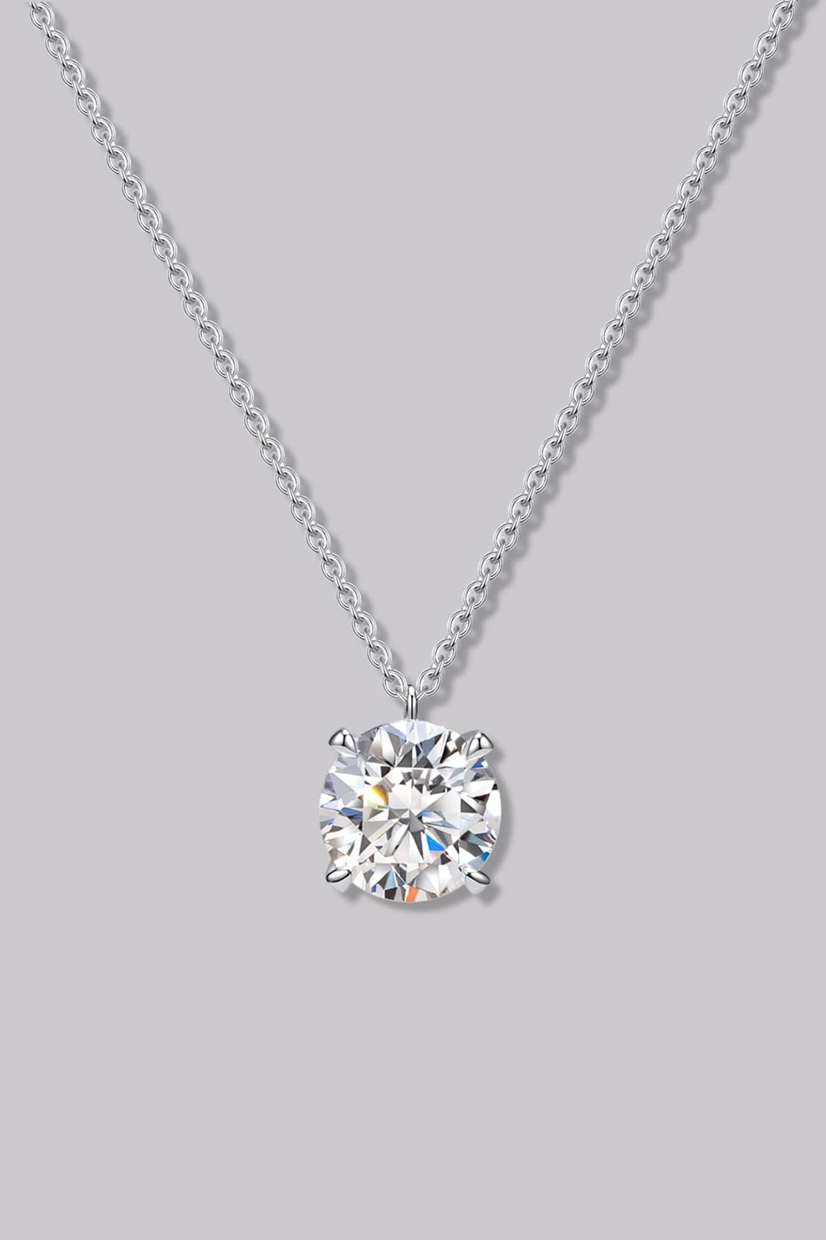 Solitaire Round Diamond Necklace (2ct) - APM Monaco