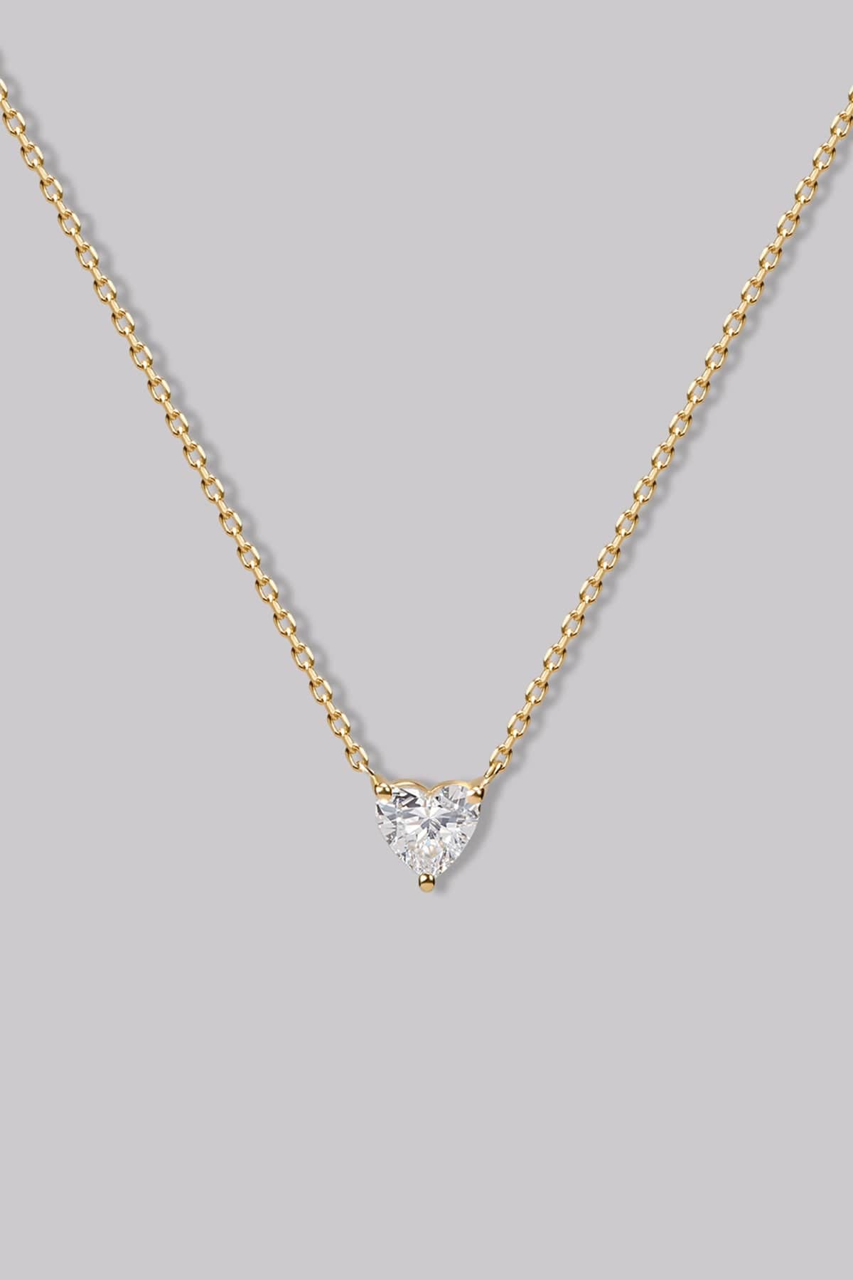Solitaire Heart Diamond Necklace (0.34ct) - APM Monaco