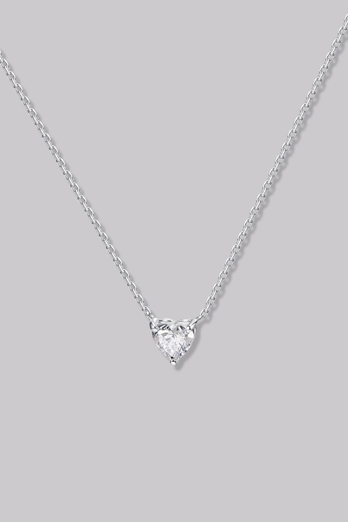 Solitaire Heart Diamond Necklace (0.34ct) - APM Monaco