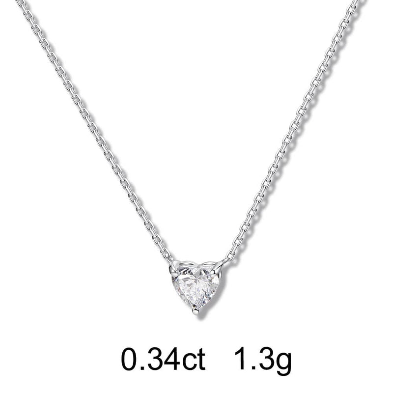 心形单颗钻石白金项链（0.34克拉）