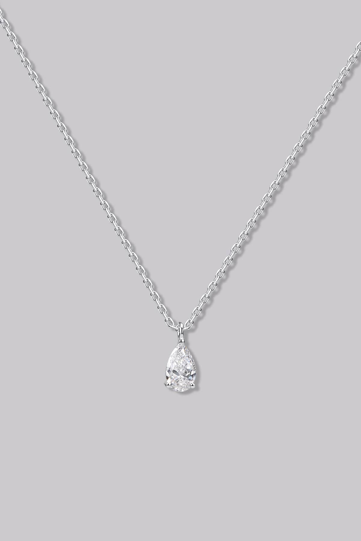 Solitaire Pear Diamond Necklace (0.19ct) - APM Monaco