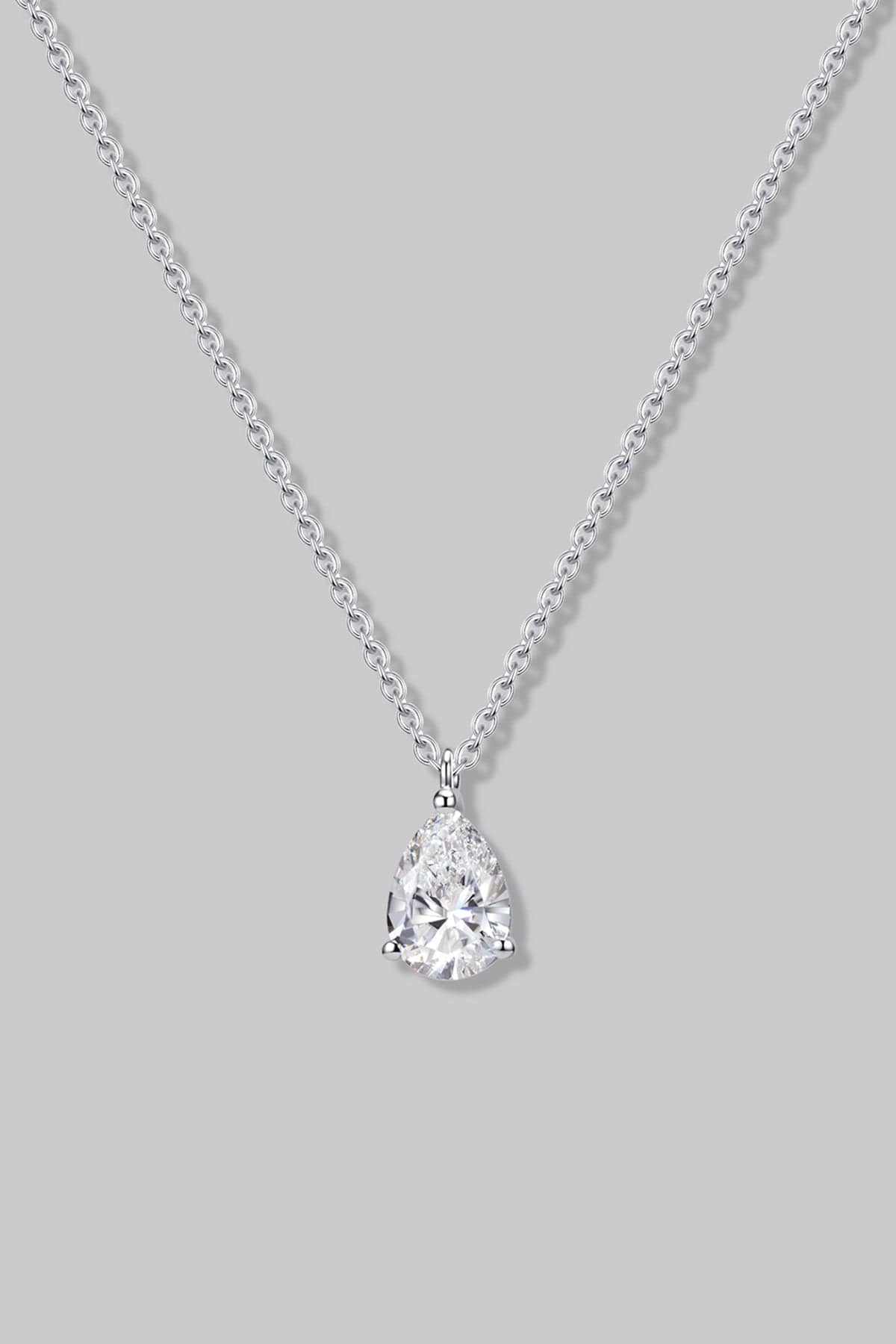 Solitaire Pear Diamond Necklace (0.70ct) - APM Monaco