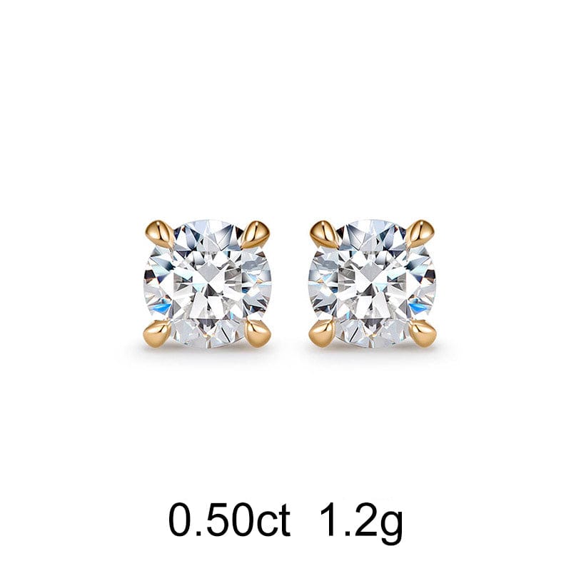 圆形钻石黄金耳钉（0.50克拉）