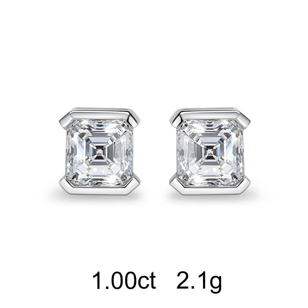 Asscher Diamond Stud Earrings (1ct) - APM Monaco