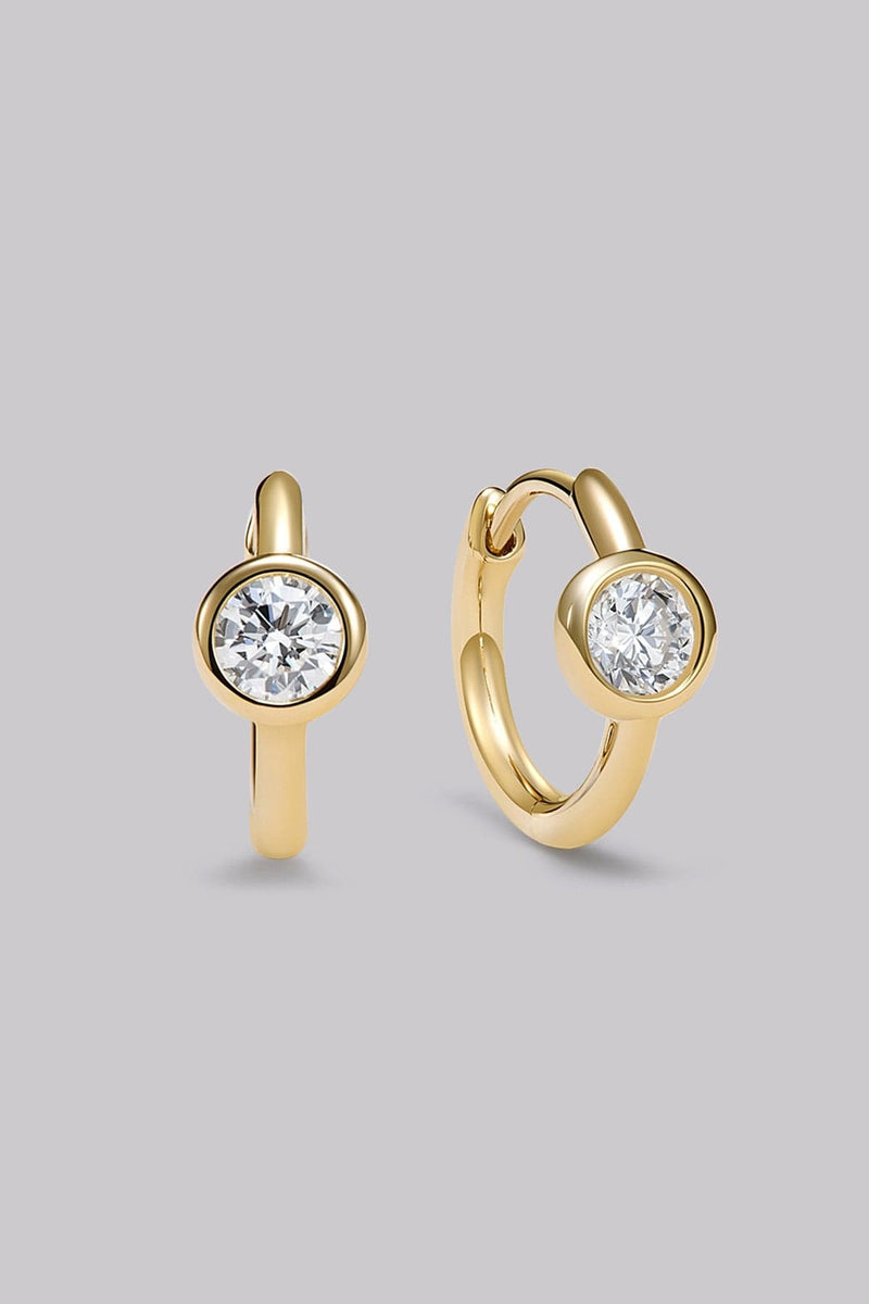 圆形钻石黄金小巧环状耳环（0.28克拉）