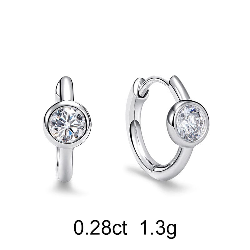 圆形钻石白金小巧环状耳环（0.28克拉）