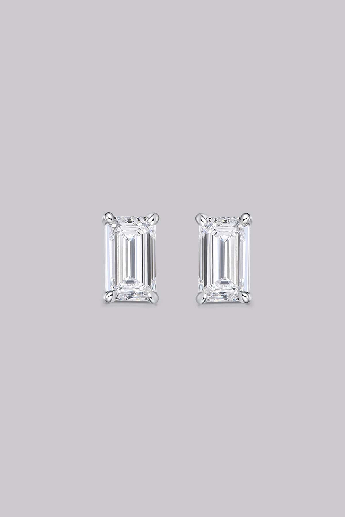 Emerald Diamond Stud Earrings (0.60ct) - APM Monaco