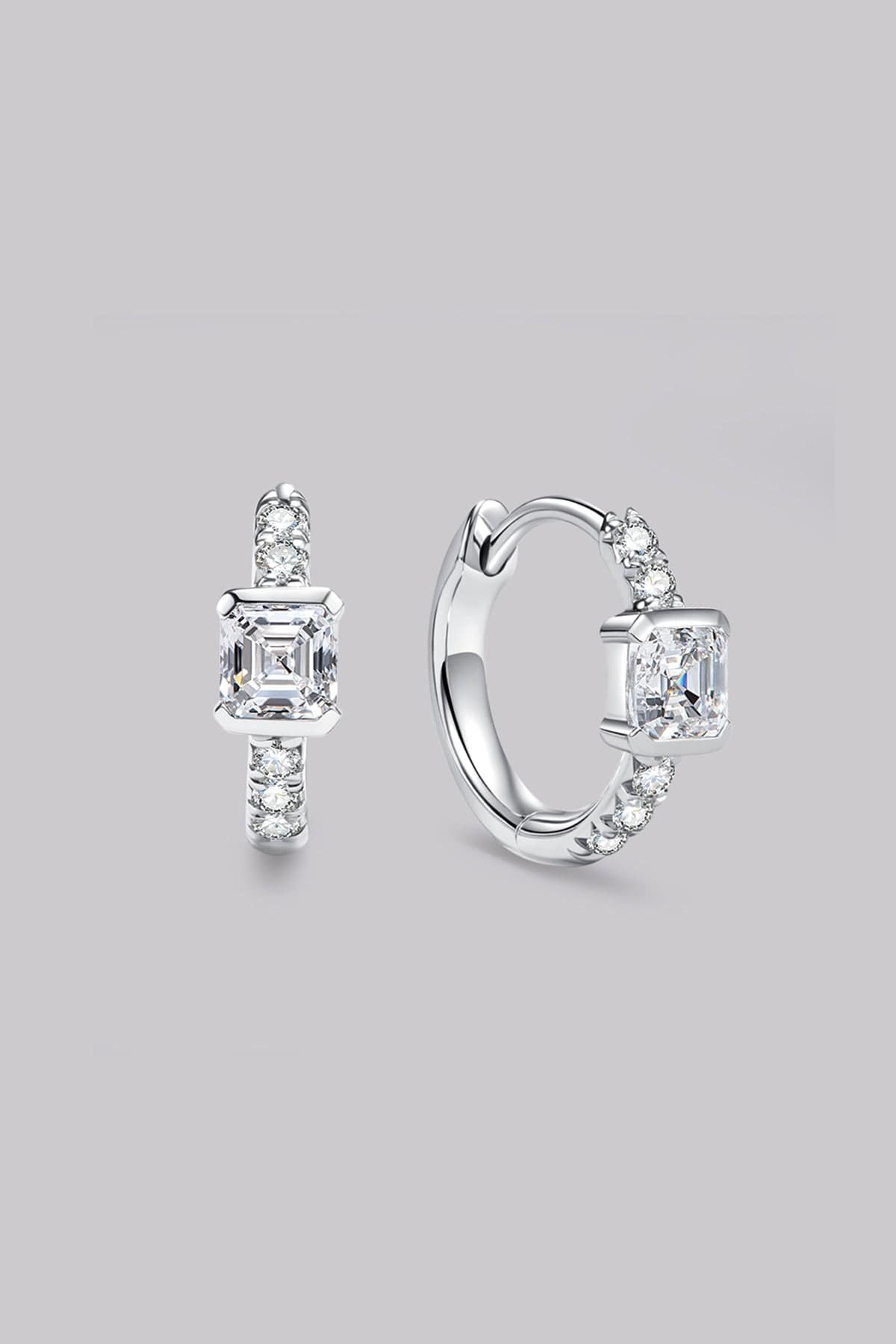 Asscher Diamond Pavé Huggie Earrings (0.40ct) - APM Monaco