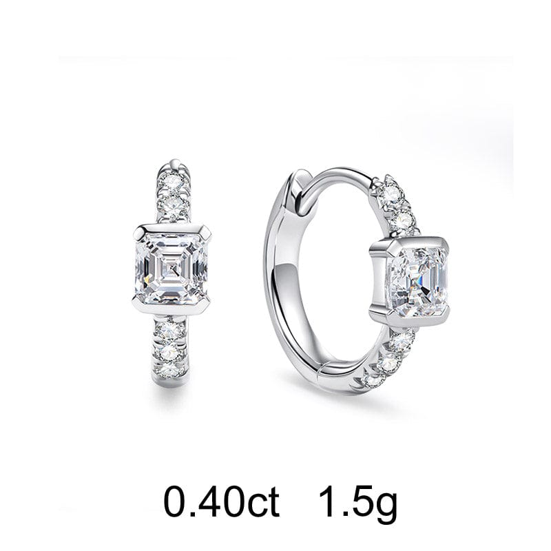 Asscher Diamond Pavé Huggie Earrings (0.40ct) - APM Monaco