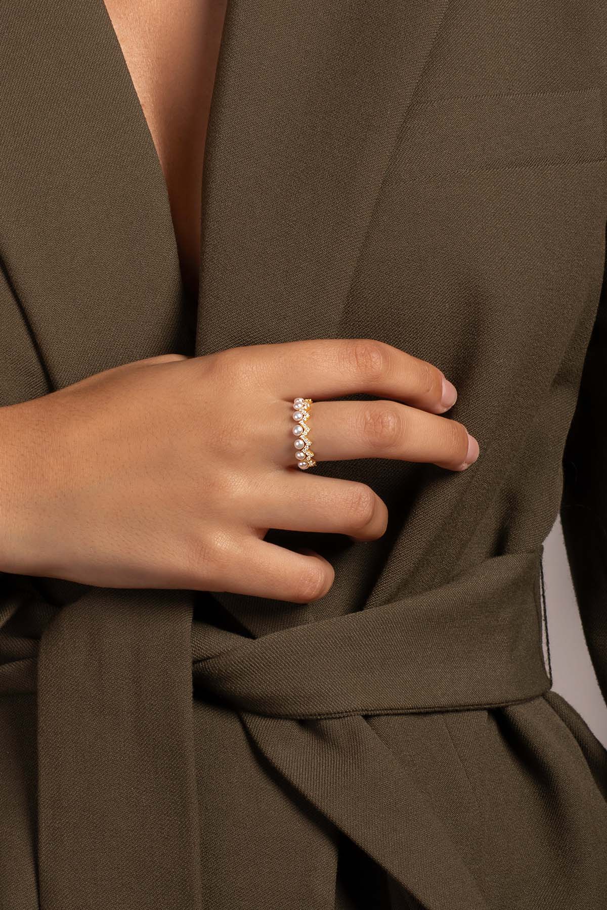 APM Monaco アップ&ダウン リング パール付き