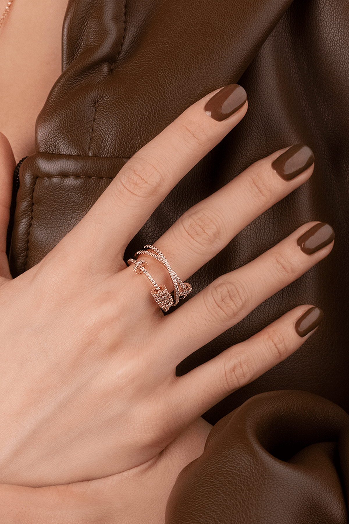 APM Monaco Triple Ring with Sliding Hoops in Rose Gold