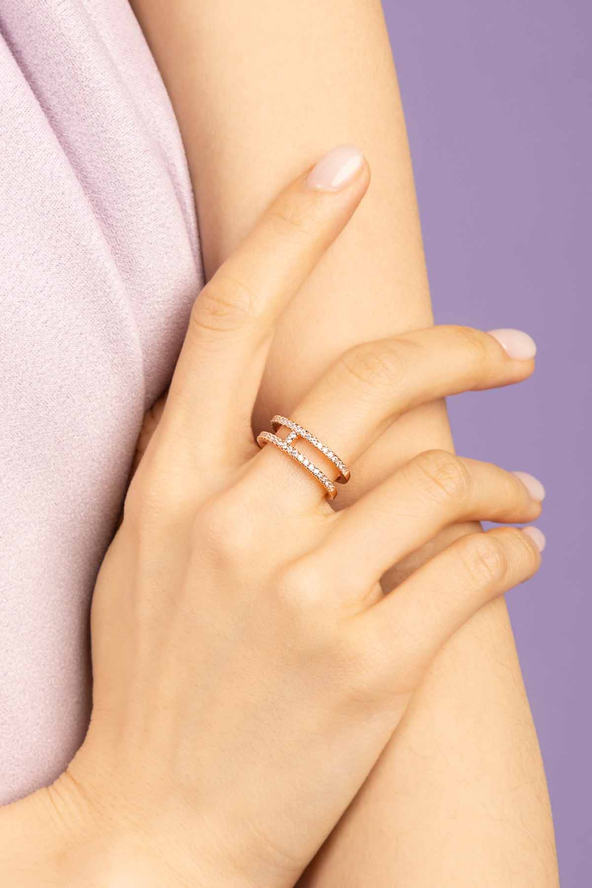 APM MONACO パール リング ローズゴールド 指輪 52 Double line Pavé Ring | APM Monaco