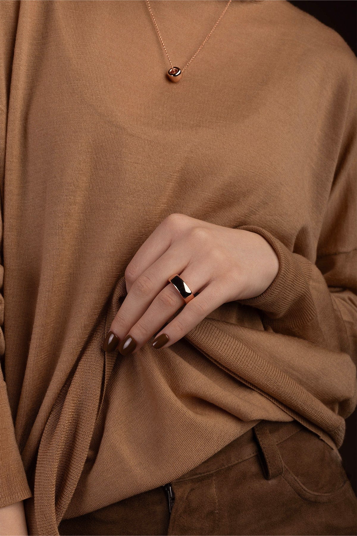 APM Monaco Chunky Rose Gold Band Ring in Rose Gold