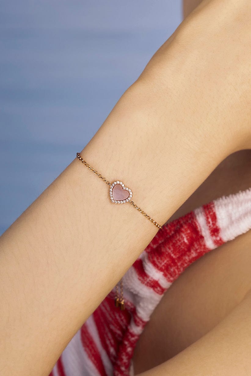 apm MONACO ハート型ブレスレット Pink Nacre Heart Adjustable bracelet | APM Monaco