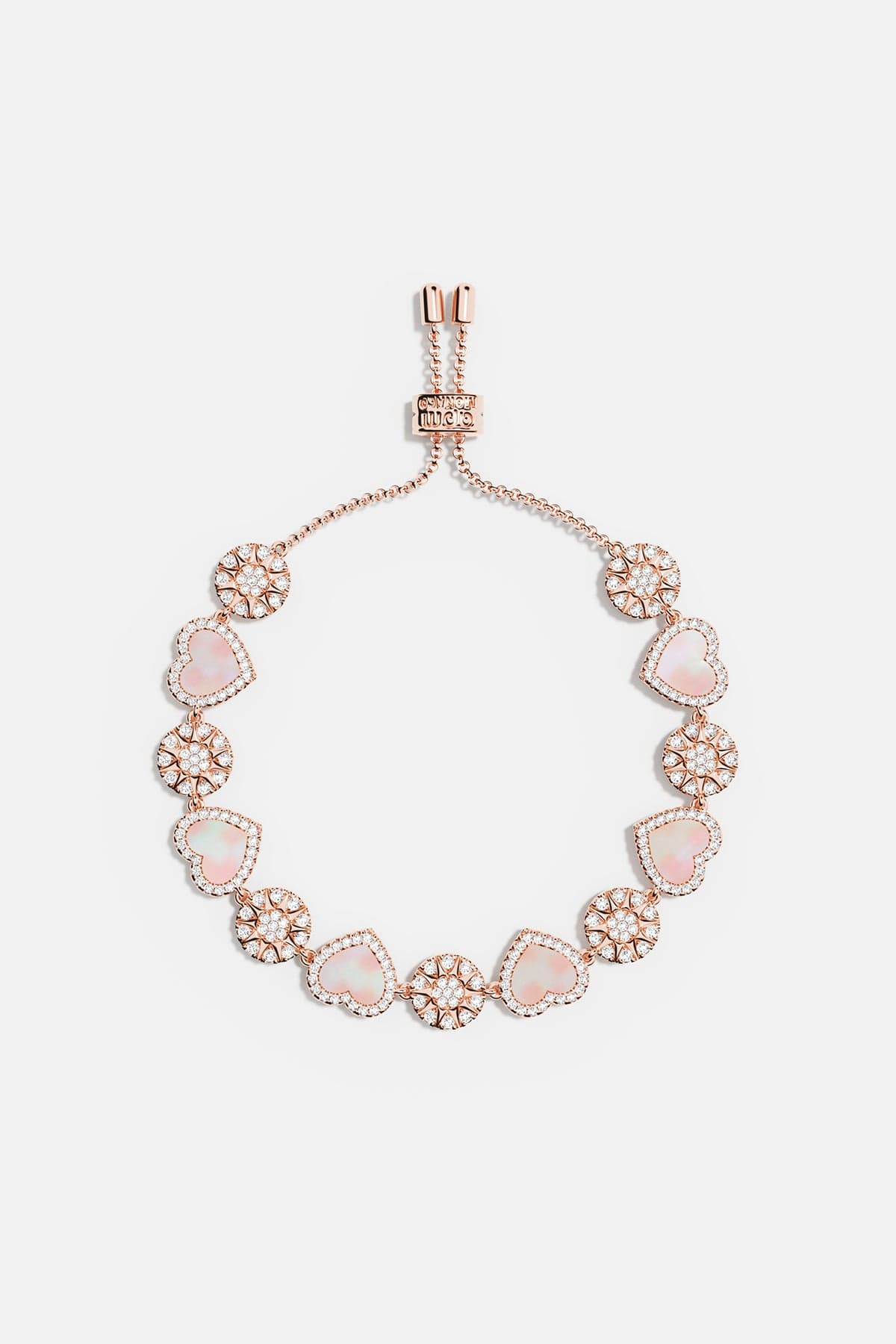 APM Monaco Pink Nacre Heart & Dot Adjustable bracelet - Rose Gold