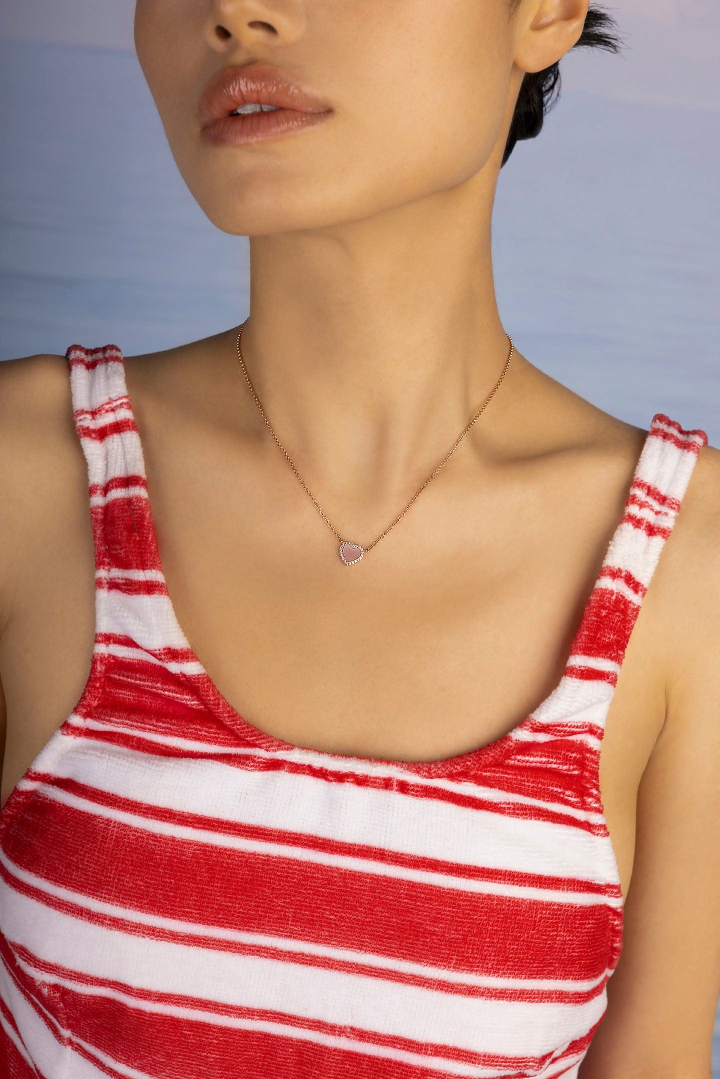 Pink Nacre Heart Adjustable Necklace | APM Monaco