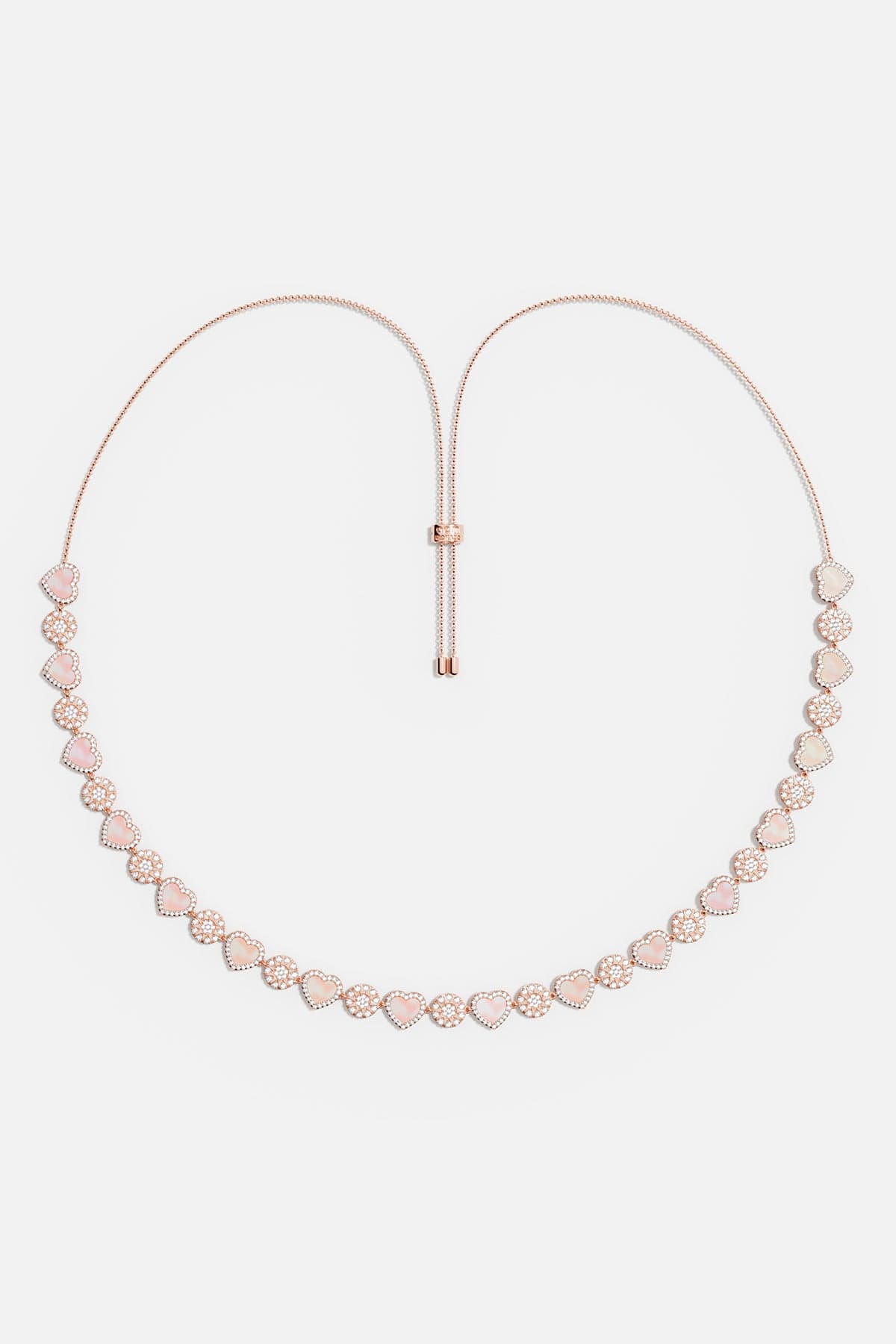 APM Monaco Pink Nacre Heart & Dot Adjustable Necklace - Rose Gold