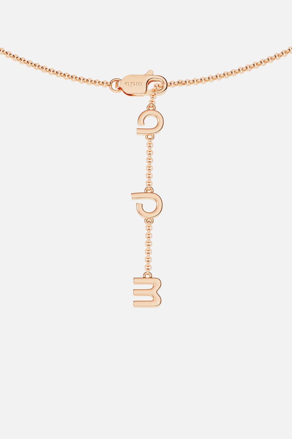 APM MONACO rose gold necklace with closing on a white background
