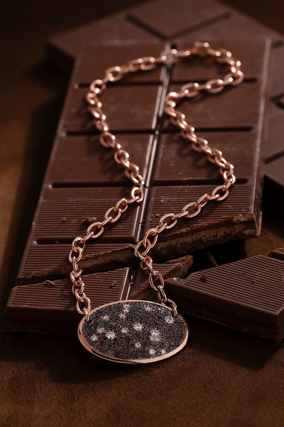 Oval Chocolate Pavé Adjustable Necklace