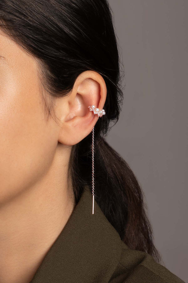 Diamond Ear Cuff with Chain Diamond Stud – Social Anarchy Designs