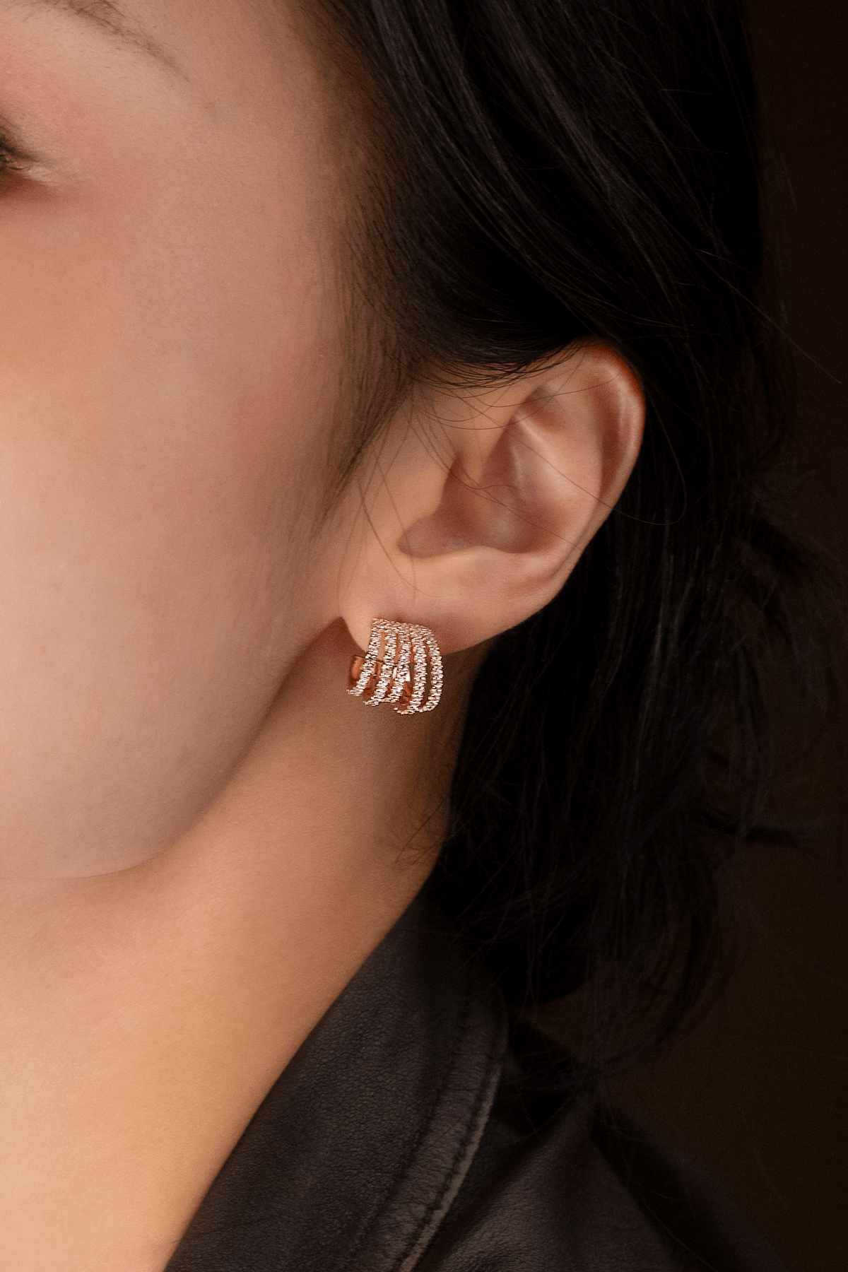 APM Monaco Five-Hoop Earrings in Rose Gold