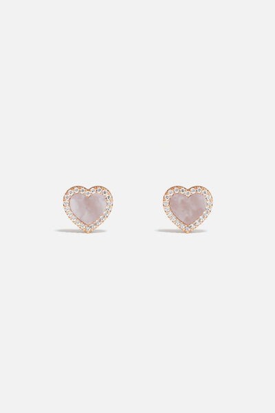 Pink Nacre Heart Stud Earrings | APM Monaco