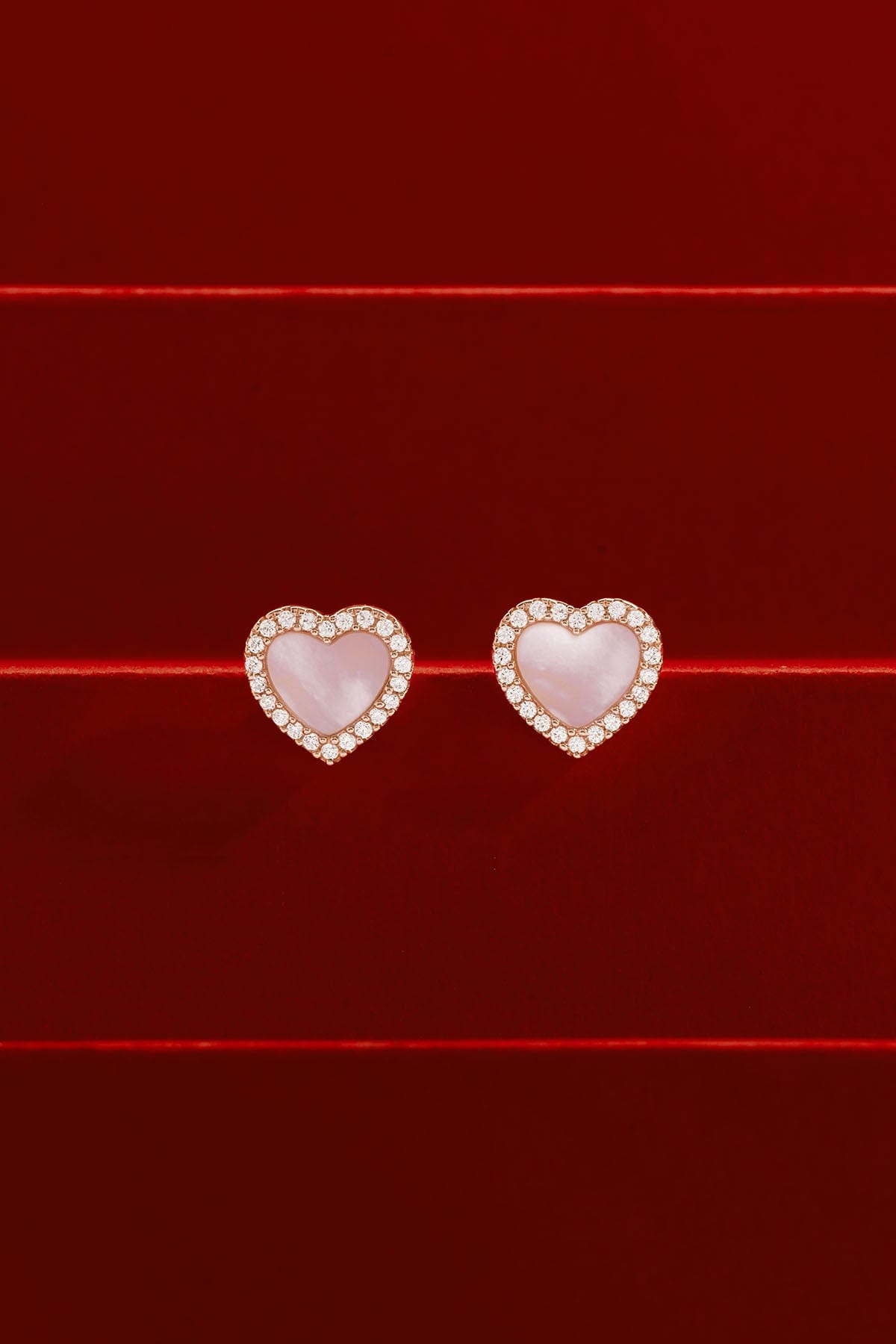Pink Nacre Heart Stud Earrings APM Monaco