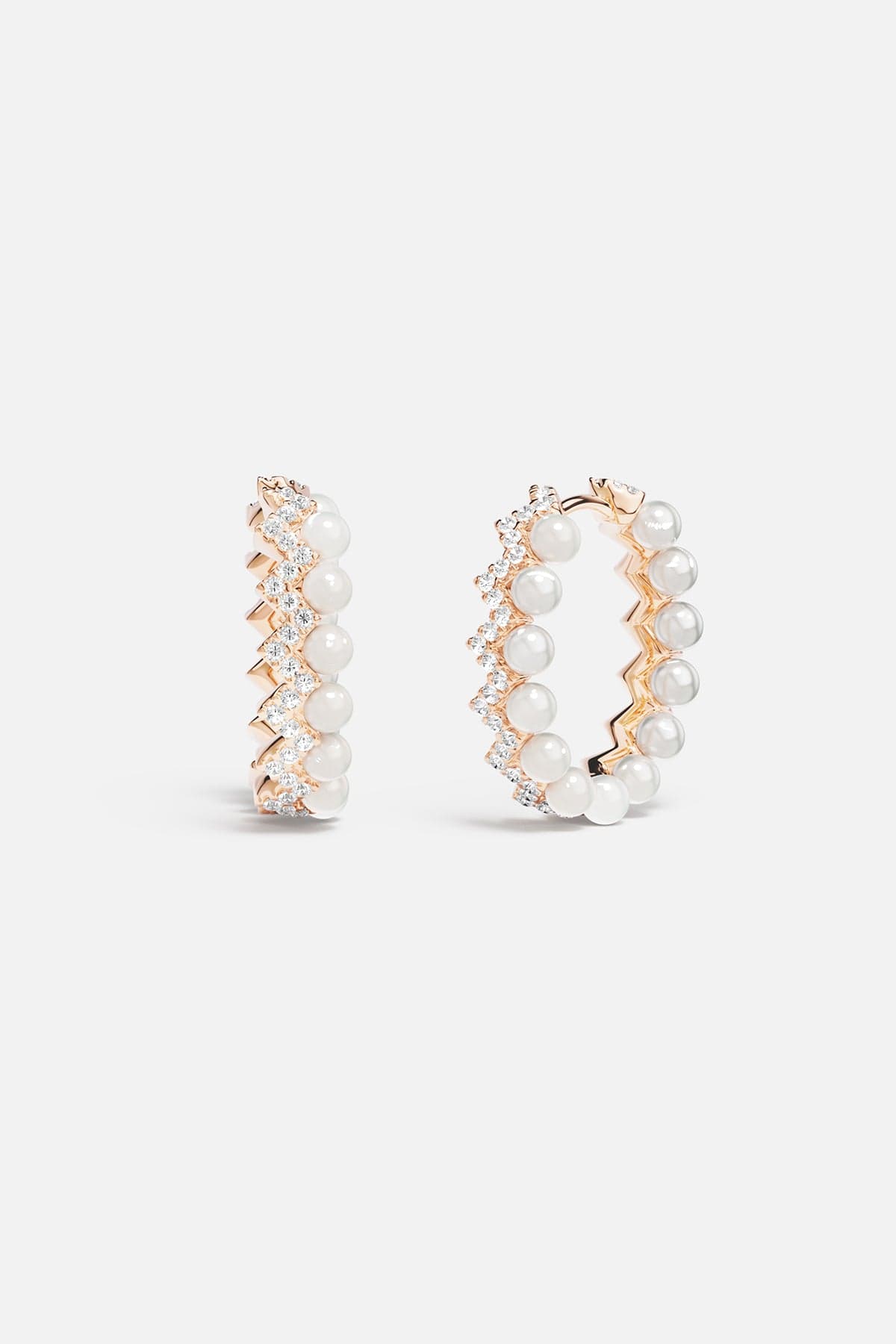 Up and Down Hoop Earrings with Pearls