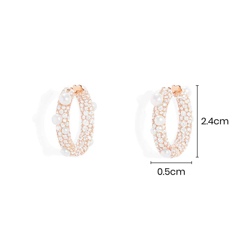 Pavé Hoop Earrings with Pearls