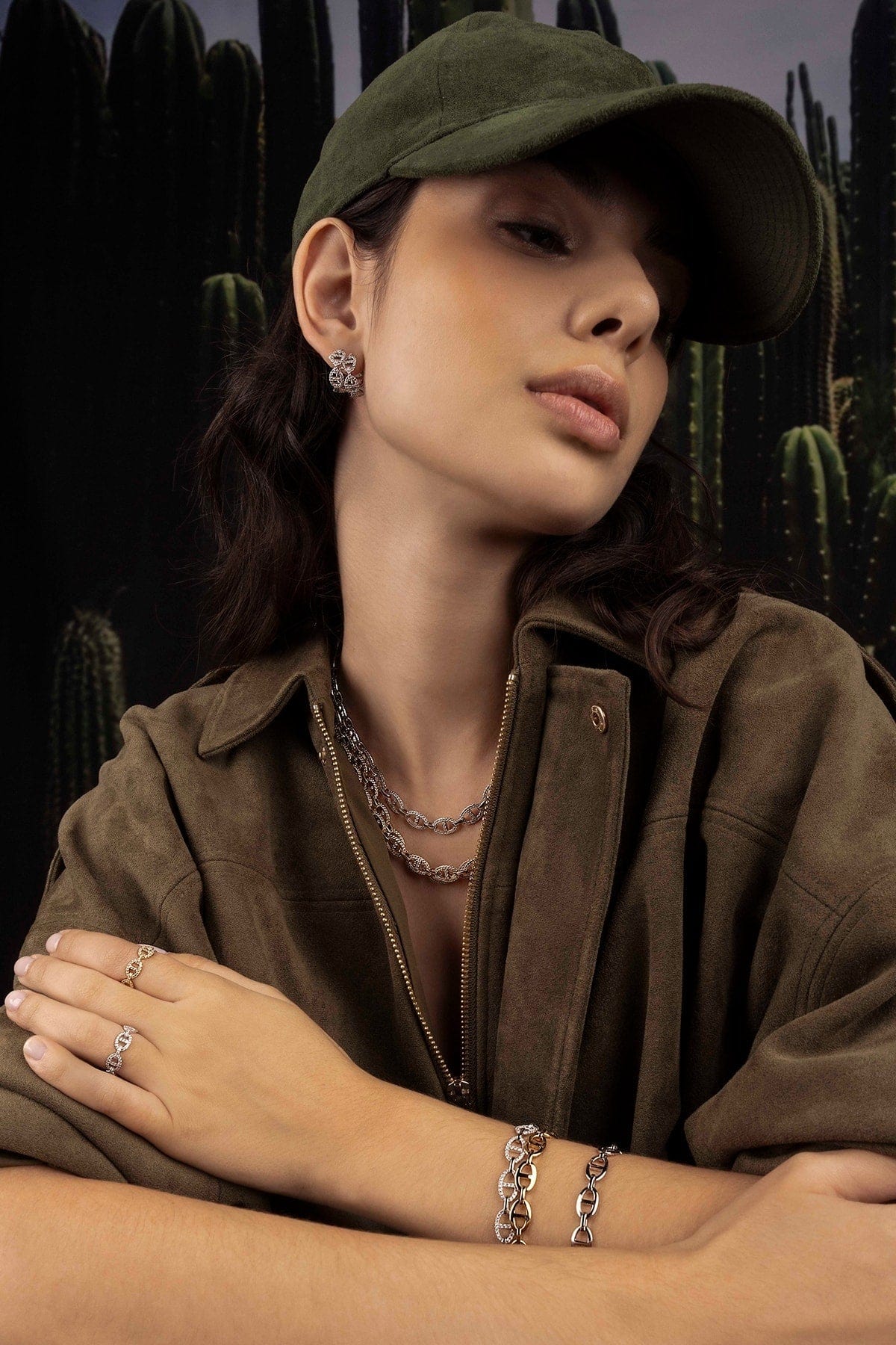 アクセサリー me0724 56700 Maille Marine Hoop Earrings white cubic zirconia | APM Monaco